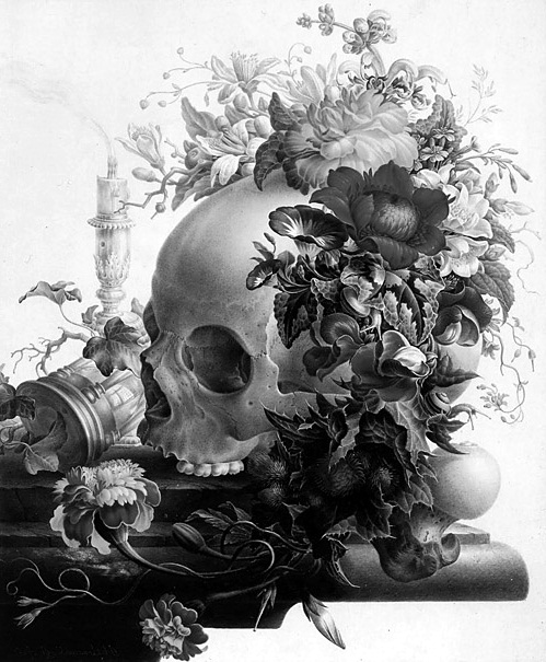 Skull and Flowers Iillustration